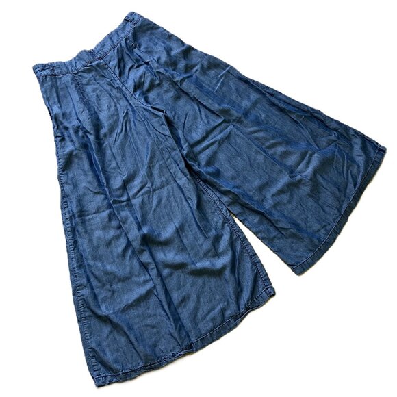 Neways Palazzo Pants Flowy Lyocell Extra Wide Leg Blue with Pockets - Picture 4 of 6